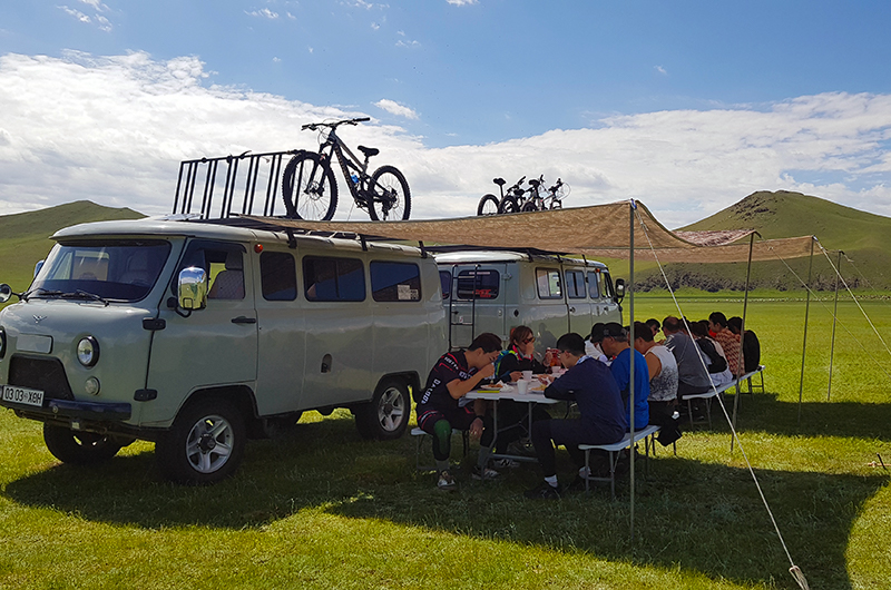 Lunch spot during cycling trip in Mongolia